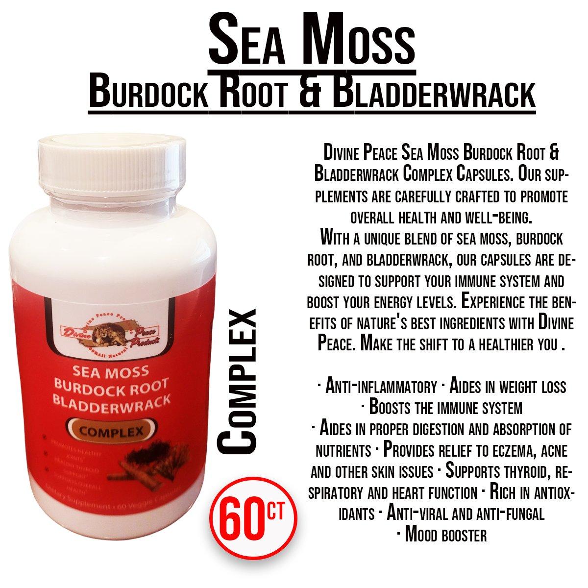DIVINE PEACE SEA MOSS BURDOCK ROOT & BLADDERWRACK 60ct CAPSULES